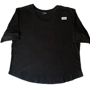 Bebe Sport Womens Short Sleeve Screw Neck T-shirt size L, Solid Black